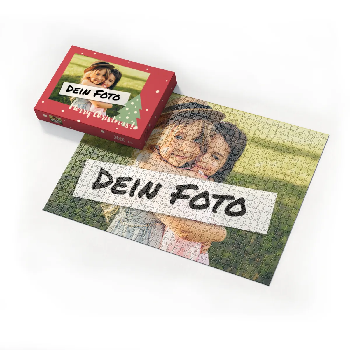 Fotopuzzle mit eigenem Bild - Fotopuzzle selbst gestalten 1000 Teile - Schachtel Merry Christmas - 1000 Teile Puzzle mit Foto - Geschenk Weihnachten MerryChristmas 1000 Teile Quer