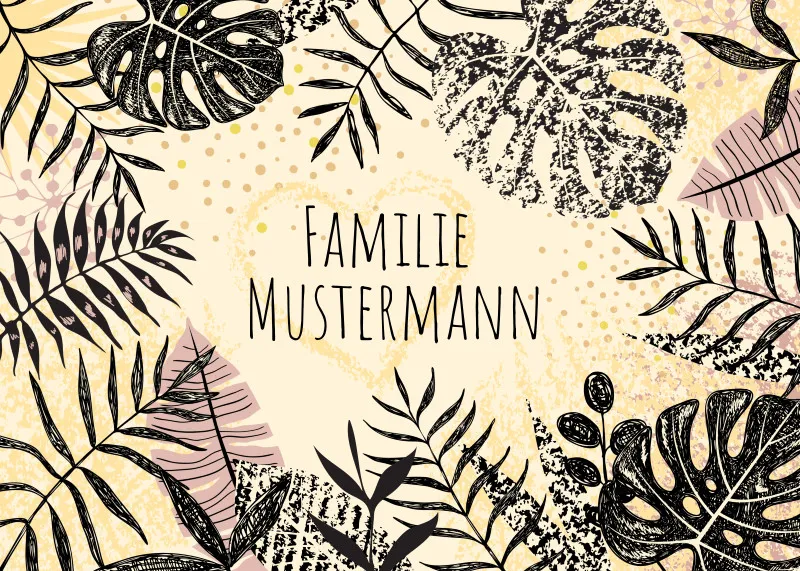 Fußmatte mit Namen personalisierbar - Geschenkidee Einzug, Geburtstag, Richtfest - Fussmatte mit Namen - Motiv Tropical Leaves 70 x 50 cm