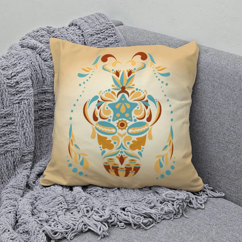 Samtkissen Zodiac Art – Löwe floral