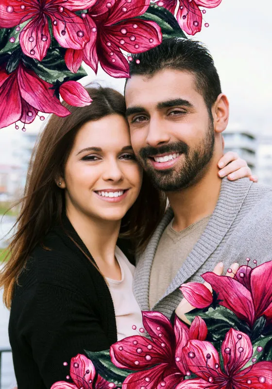 Kuscheldecke Pink Floral 140 x 200 cm mit Ihrem Bild - mit Foto personalisierbar - Fotodecke floral selbst gestalten - Geschenkidee Valentin, Hochzeit 1 Foto Pink Floral 140 x 200 cm