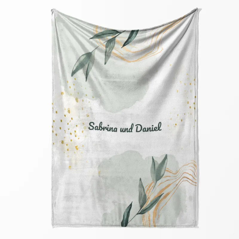 Kuscheldecke Leaves - mit Namen personalisierbar - Geschenkidee für Verliebte, Valentinstag Leaves 140 x 200 cm