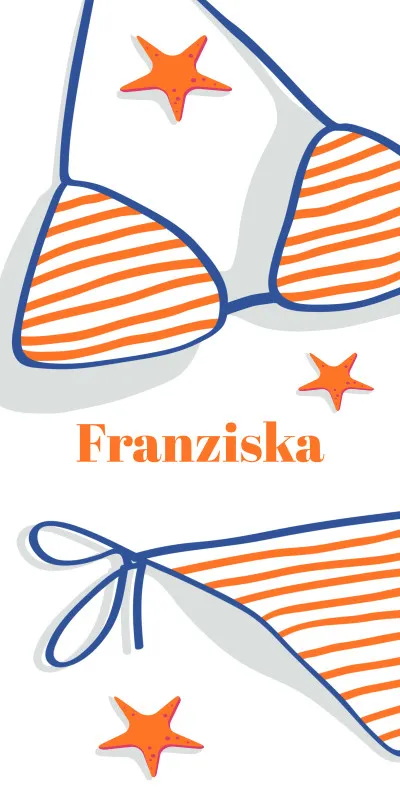 Badetuch Sommer - mit Namen personalisierbar - personalisiertes Namens-Badetuch - Strandtuch mit Wunschtext - Bikinitime