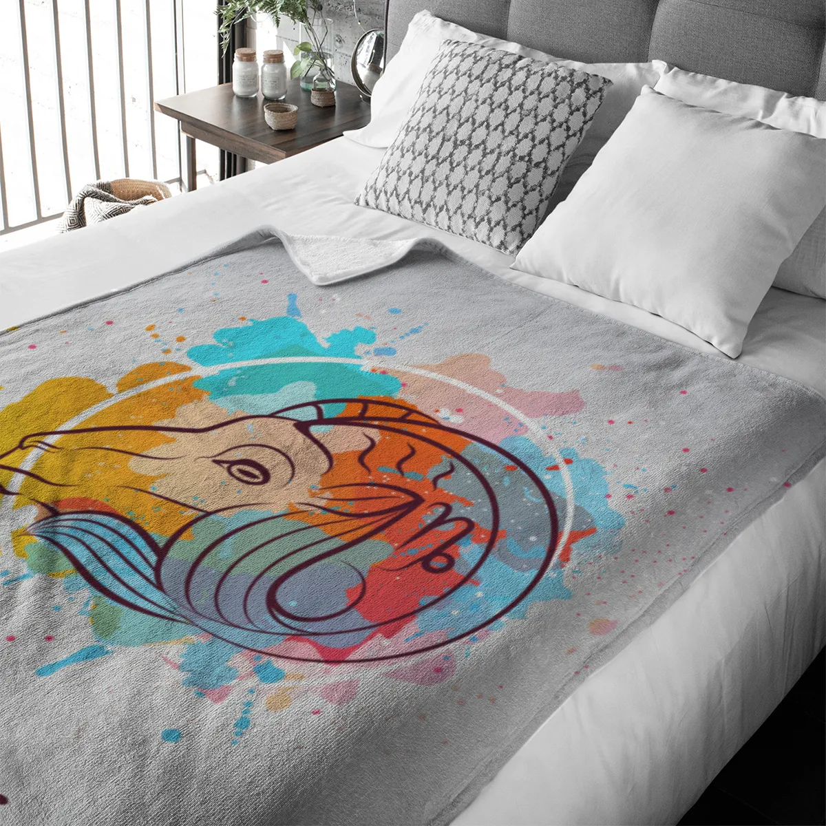 Sternzeichen Wohndecke Wassermann Splashes mit Namen personalisierbar