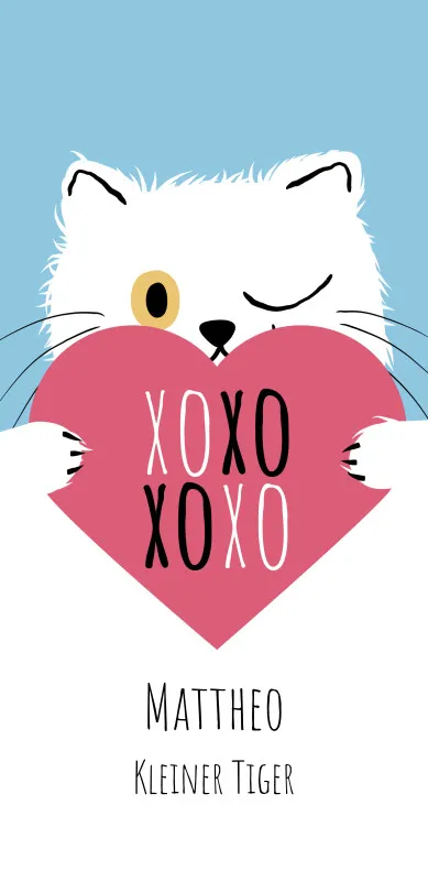 Duschtuch mit Namen personalisierbar - personalisiertes Namens-Duschtuch mit Wunschtext - XOXO Katze