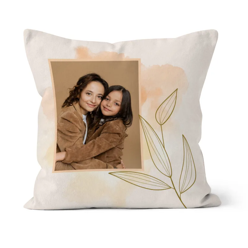 Personalisiertes Fotokissen - Vorderseite mit Foto personalisierbar - Samtkissenbezug Mama Substantiv - Geschenk Muttertag
