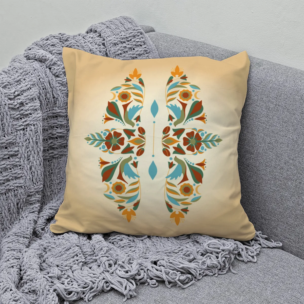 Samtkissen Zodiac Art – Löwe floral