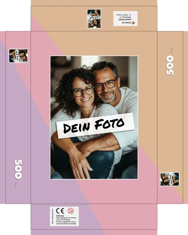 Fotopuzzle mit eigenem Bild - Fotopuzzle selbst gestalten 1000 Teile - Schachtel Pastellfarben - 1000 Teile Puzzle mit Foto - Geschenk Geburtstag Pastell 1000 Teile Quer