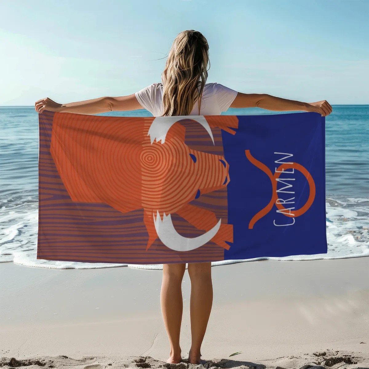 Strandtuch Sternzeichen Wassermann - mit Namen personalisierbar