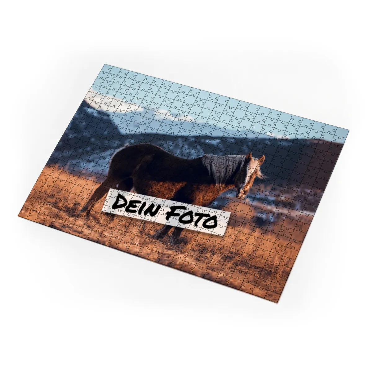 Fotopuzzle mit eigenem Bild - Fotopuzzle selbst gestalten 1000 Teile - Schachtel Skandipferde- Puzzle mit Foto personalisiert - Geschenk Geburtstag, Pferdefans Skandipferde 1000 Teile Quer