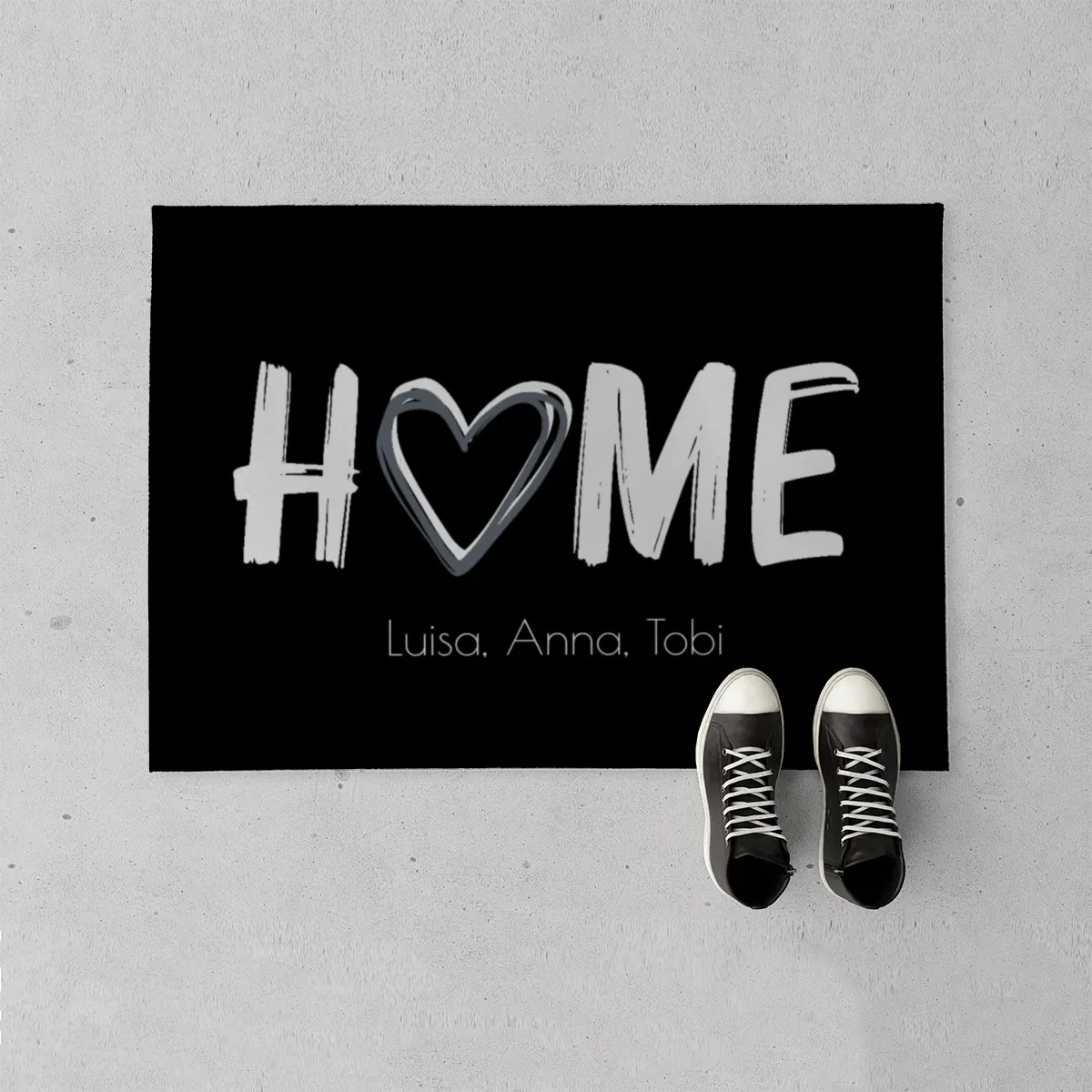 Fußmatte Home mit Wunschtext personalisierbar - Geschenkidee Einzug, Geburtstag, Richtfest - Fussmatte mit Namen Home schwarz 70 x 50 cm