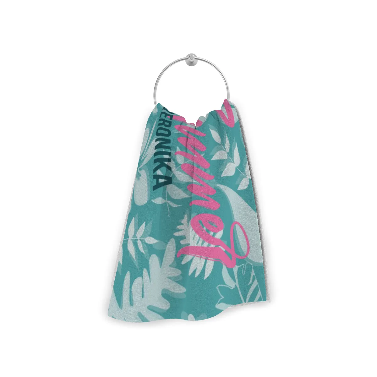 Badetuch Summer mit tropischen Blättern - mit Namen personalisierbar - personalisiertes Namensbadetuch - Strandtuch Sommer mit Namen - Summerleaves