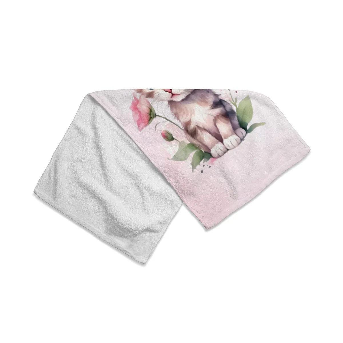 Handtuch mit Namen personalisierbar - personalisiertes Namens-Handtuch mit Wunschtext - Katze rosa
