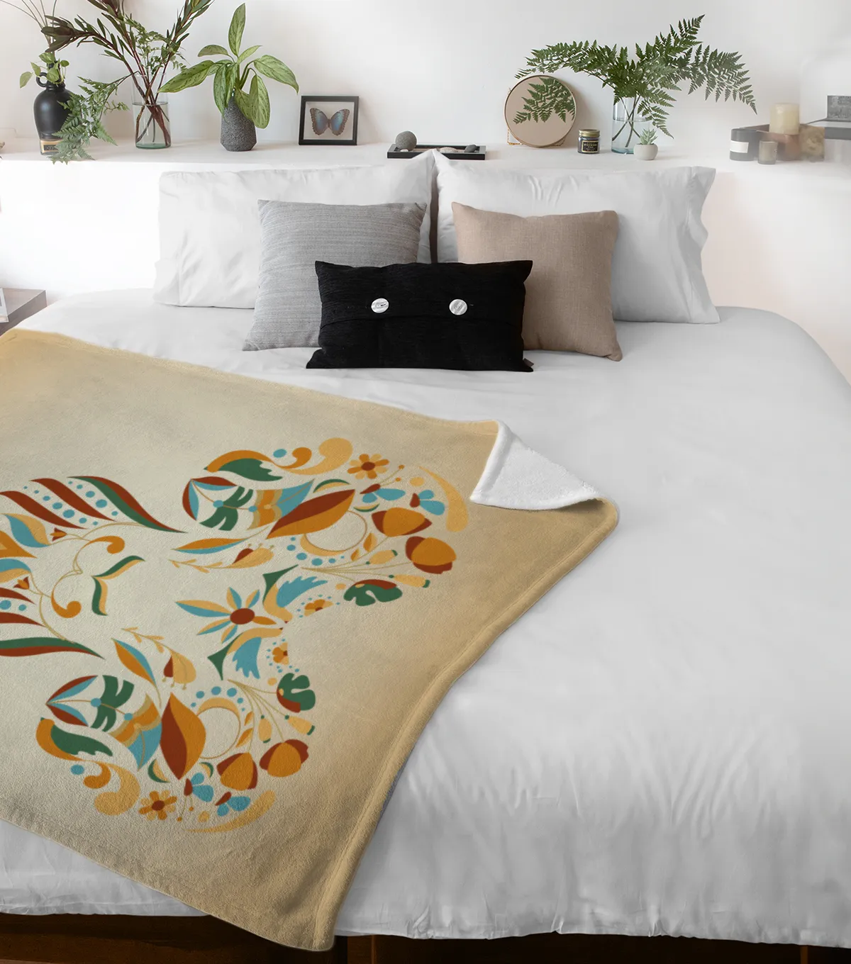 Sternzeichen Wohndecke Wassermann floral mit Namen personalisierbar