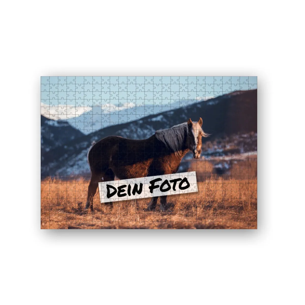 Fotopuzzle mit eigenem Bild - Fotopuzzle selbst gestalten 1000 Teile - Schachtel Skandipferde- Puzzle mit Foto personalisiert - Geschenk Geburtstag, Pferdefans Skandipferde 1000 Teile Quer