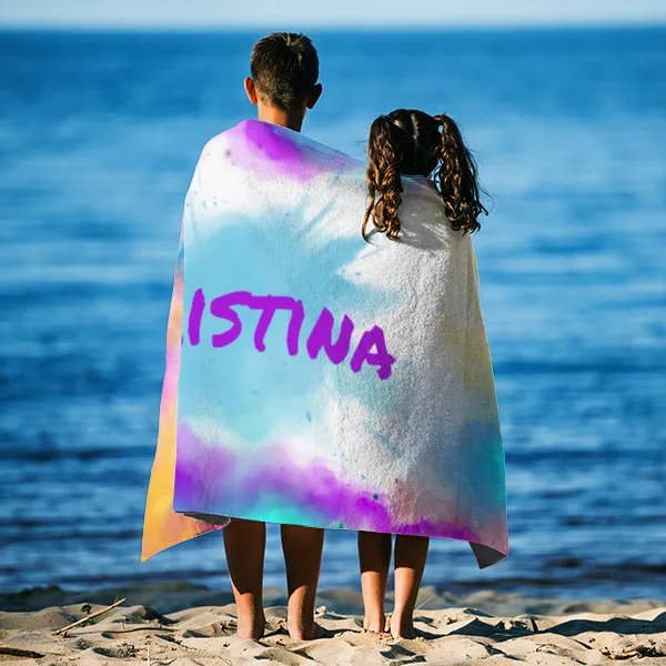 Handtuch bunt bedruckt mit Namen personalisierbar - personalisiertes Handtuch mit Ihrem Wunschtext - Colorexplosion