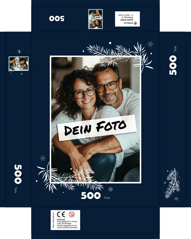 Fotopuzzle mit eigenem Bild - Fotopuzzle selbst gestalten 1000 Teile - Schachtel Weihnachtszweige - 1000 Teile Puzzle mit Foto - Geschenk Weihnachten Weihnachtszweige 1000 Teile Quer