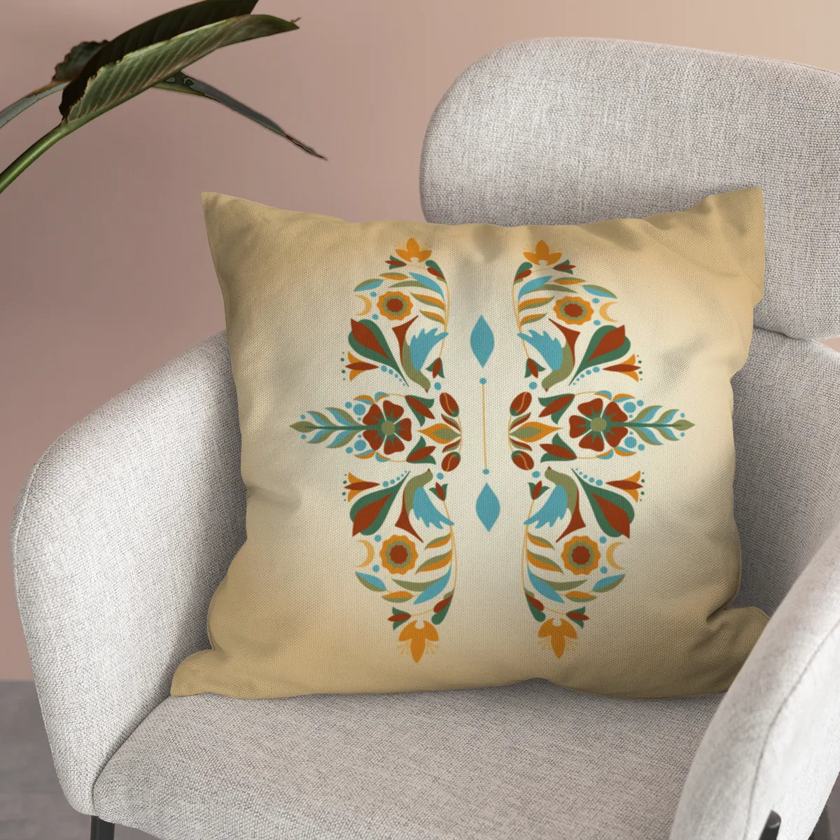 Samtkissen Zodiac Art – Löwe floral