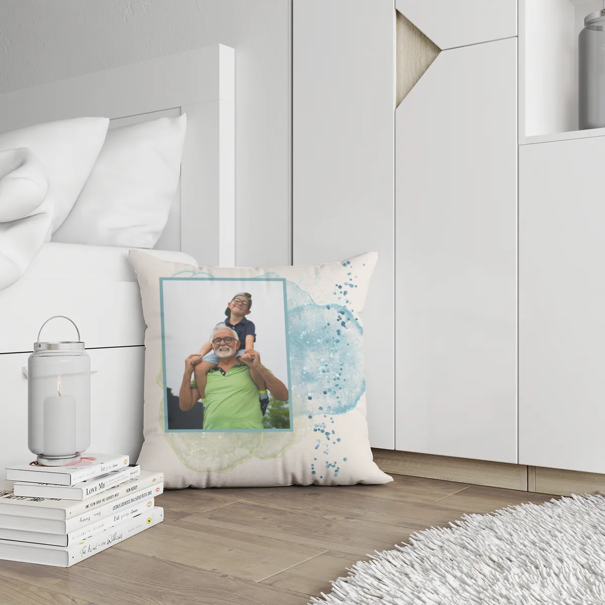 Personalisiertes Fotokissen - Vorderseite mit Foto personalisierbar - Samtkissenbezug Oma Substantiv - Geschenk Muttertag