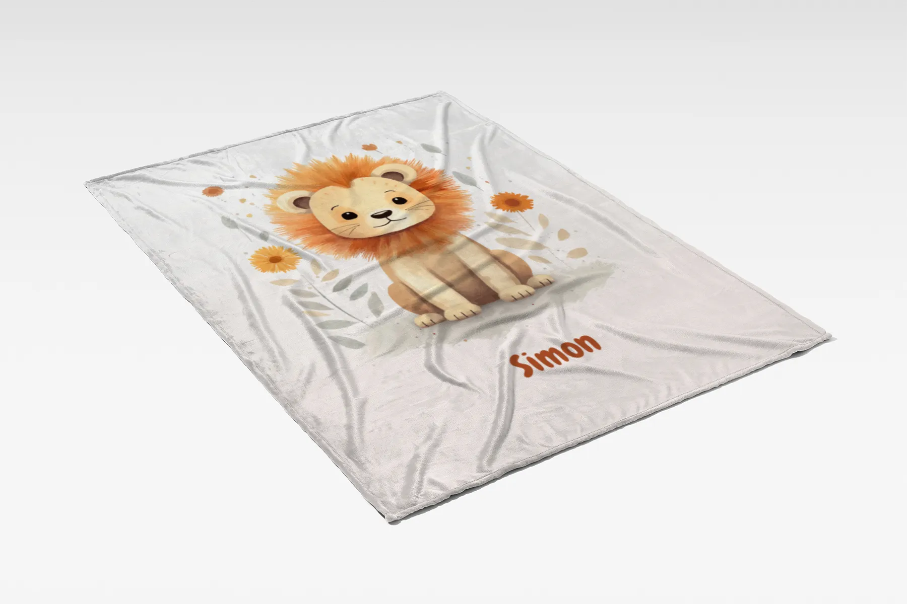 Babydecke - Namensdecke Kleiner Löwe personalisierbar multi 75 x 100 cm