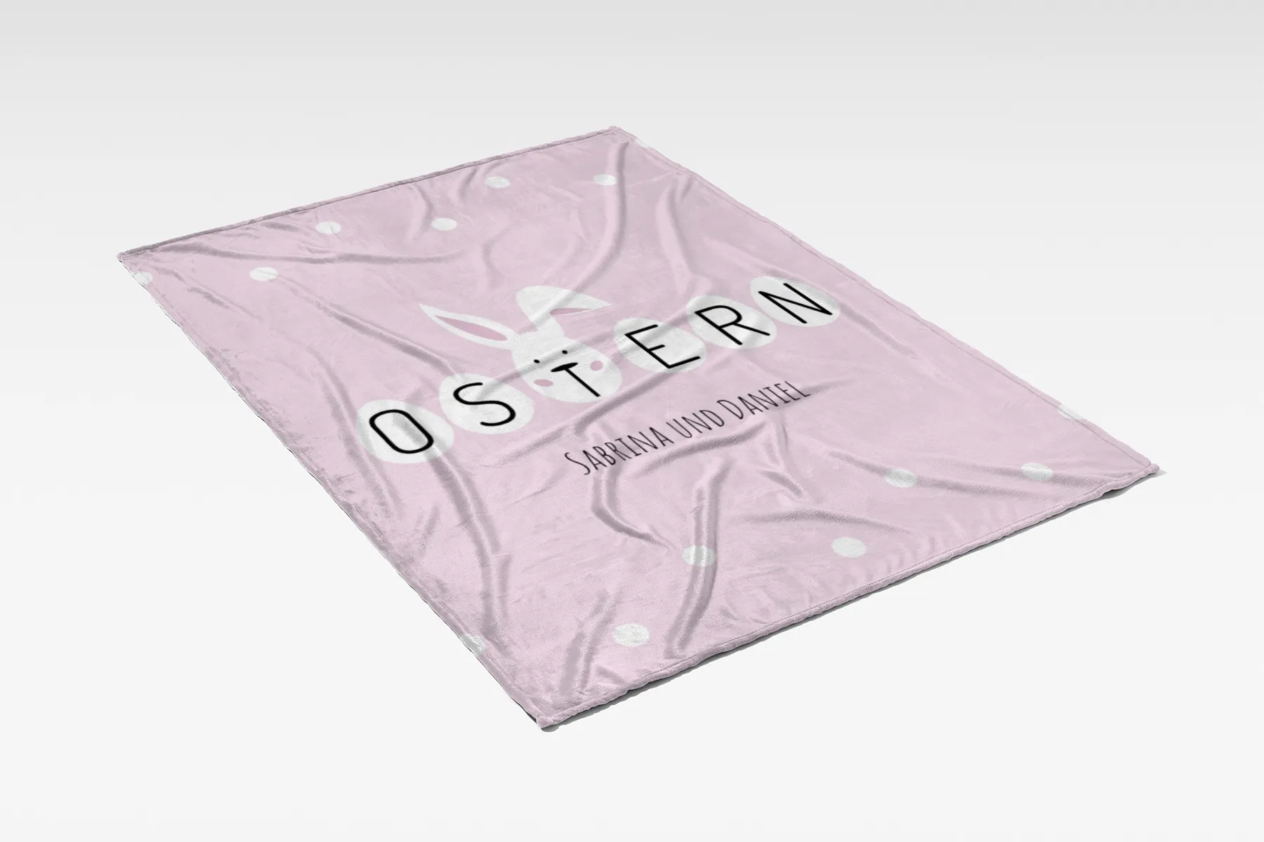 Kuscheldecke Ostern rosa - mit Namen personalisierbar - Geschenkidee Ostern, Osterdeko Ostern rosa 140 x 200 cm