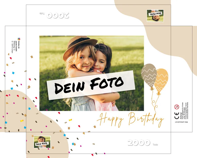 Fotopuzzle mit eigenem Bild - Fotopuzzle selbst gestalten 500 Teile - Schachtel Happy Birthday - 500 Teile Puzzle mit Foto - Geschenk Geburtstag Geburtstag 500 Teile Quer
