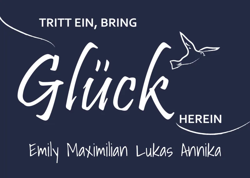 Fußmatte personalisiert Tritt ein, bring Glück herein - Geschenkidee für Familie, zum Einzug - Fussmatte mit Namen bedruckt Glück 70 x 50 cm