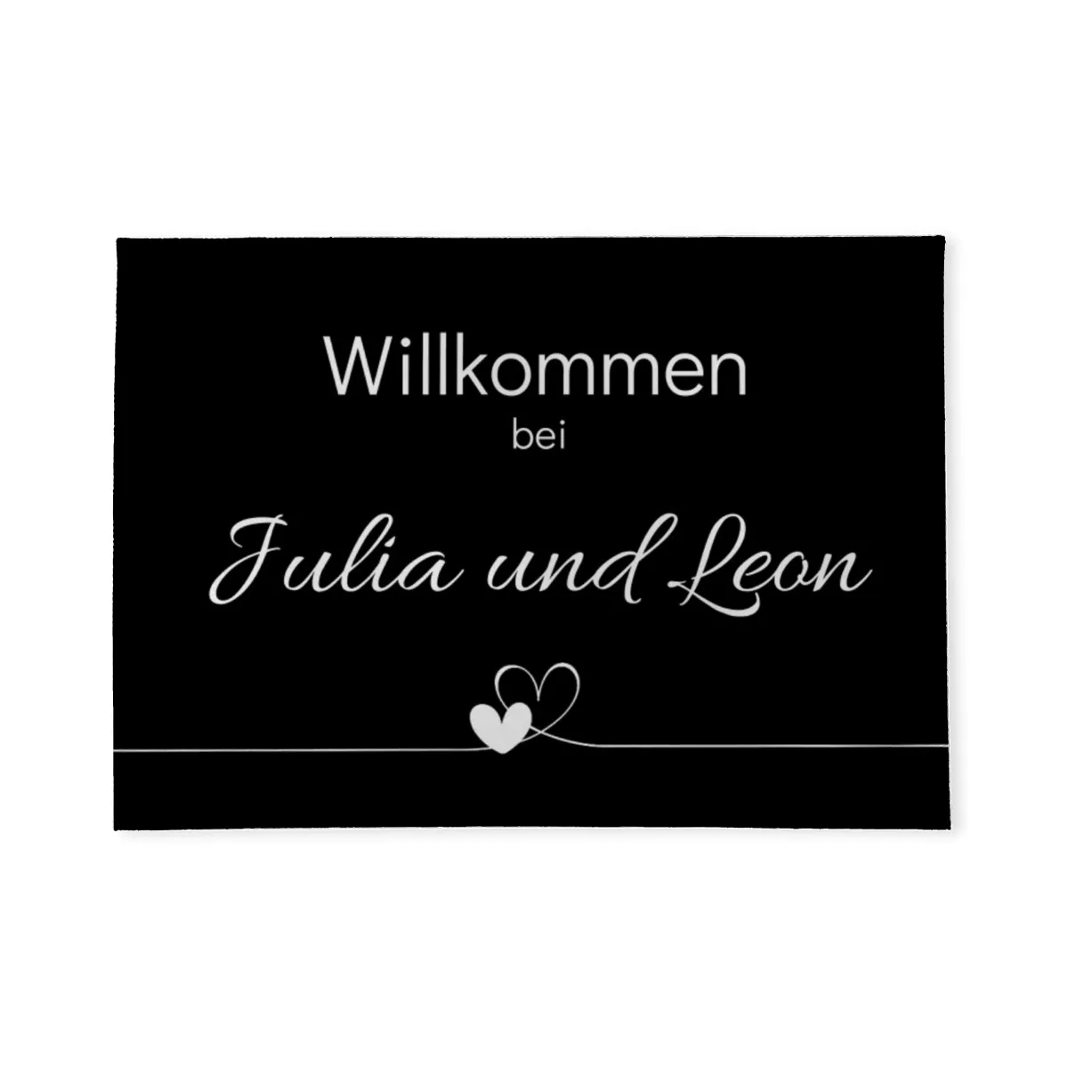 Personalisierte Fußmatte Willkommen Herzen - mit Name personalisierbar - Geschenk zum Einzug - Fußmatte Willkommen Herzen schwarz 70 x 50 cm