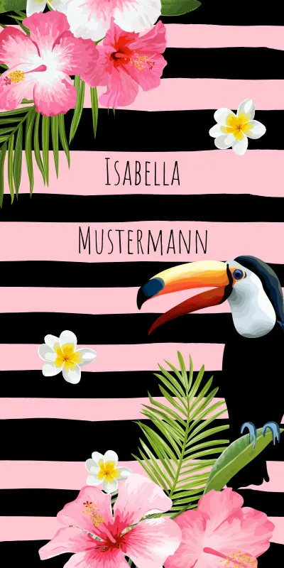 Duschtuch Sommer - mit Namen personalisierbar - personalisiertes Namensduschtuch mit Wunschtext - Tropical