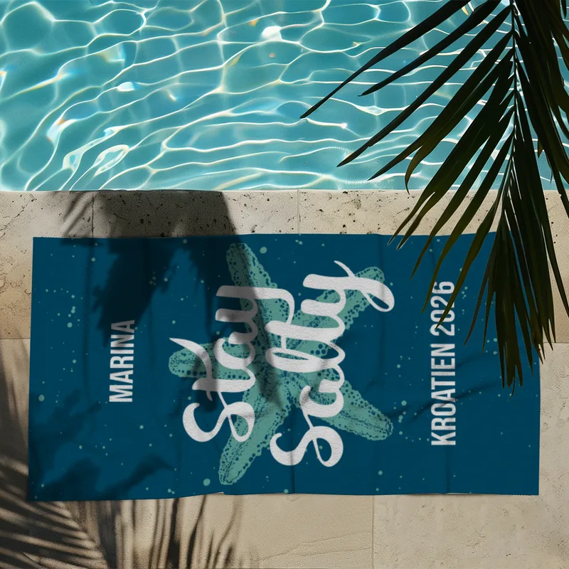 Badetuch Sommer - mit Namen personalisierbar - personalisiertes Namens-Badetuch - Strandtuch mit Wunschtext - Stay Salty