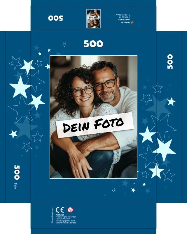 Fotopuzzle mit eigenem Bild - Puzzle selbst gestalten 1000 Teile Querformat - Schachtel Sterne - mit Foto personalisiert - Geschenk Weihnachten