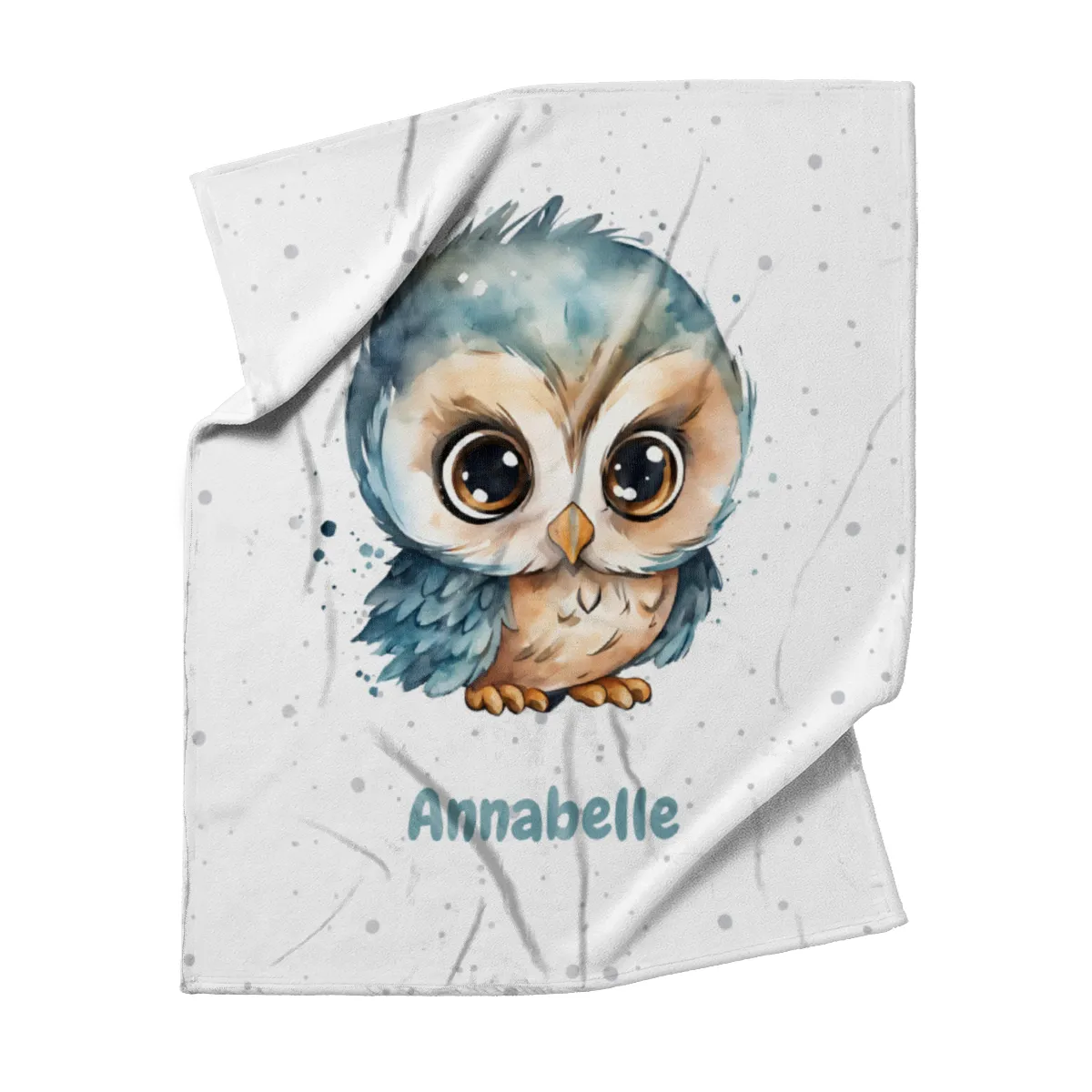 Personalisierte Kuscheldecke mit niedlicher Eule - Decke 75 x 100 cm mit Namen personalisierbar - Geschenkidee Baby - Geschenkidee Geburt Eule 75 x 100 cm