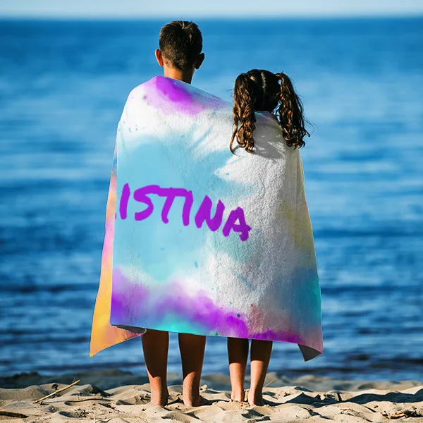 Handtuch bunt bedruckt mit Namen personalisierbar - personalisiertes Handtuch mit Ihrem Wunschtext - Colorexplosion