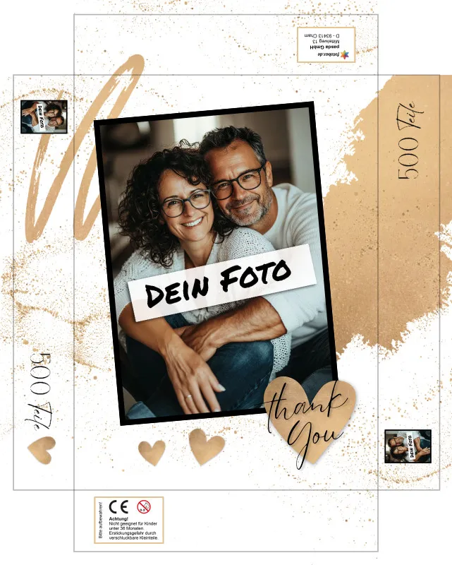 Fotopuzzle mit eigenem Bild - Puzzle selbst gestalten 1000 Teile - Schachtel Thank you - mit Foto personalisiert - Geschenk Geburtstag, Freundschaft