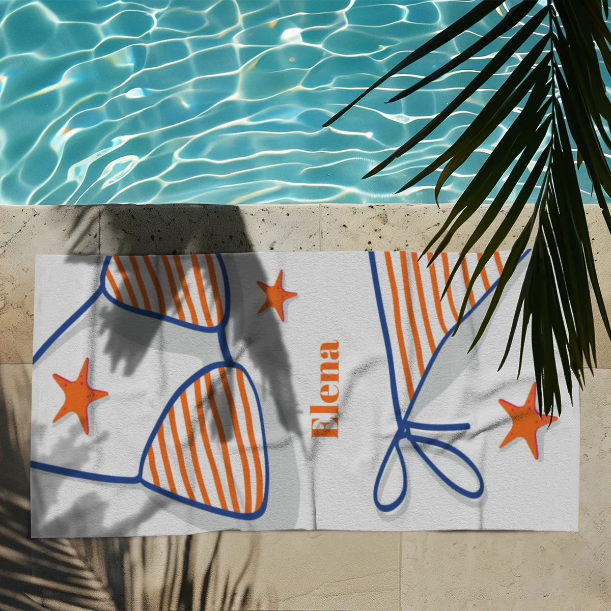 Badetuch Sommer - mit Namen personalisierbar - personalisiertes Namens-Badetuch - Strandtuch mit Wunschtext - Bikinitime