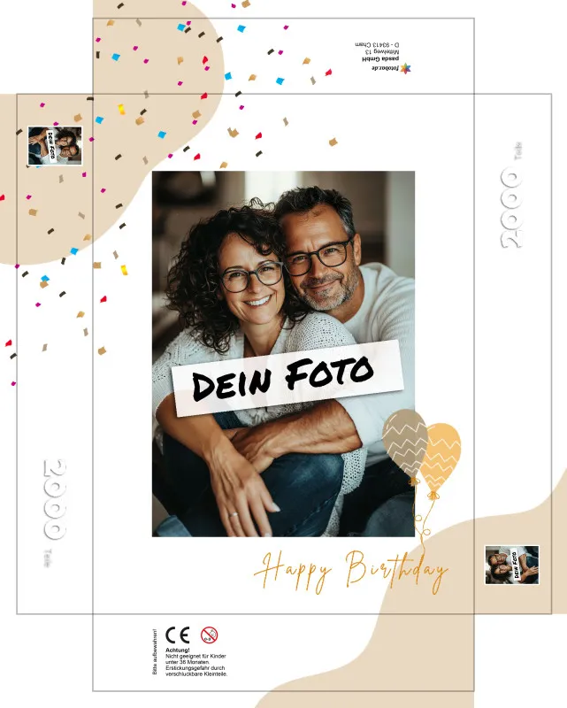 Fotopuzzle mit eigenem Bild - Fotopuzzle selbst gestalten 500 Teile - Schachtel Happy Birthday - 500 Teile Puzzle mit Foto - Geschenk Geburtstag Geburtstag 500 Teile Quer