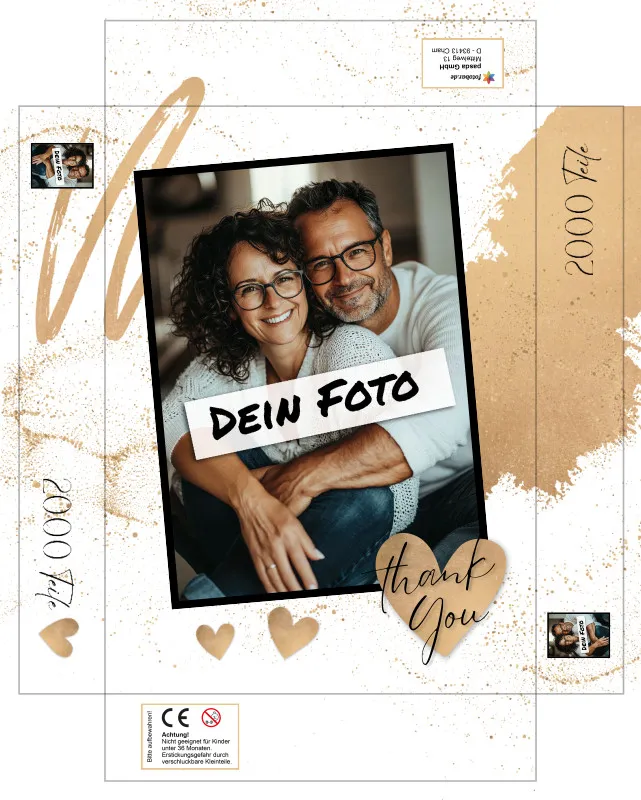 Fotopuzzle mit eigenem Bild - Puzzle selbst gestalten 1000 Teile - Schachtel Thank you - mit Foto personalisiert - Geschenk Geburtstag, Freundschaft