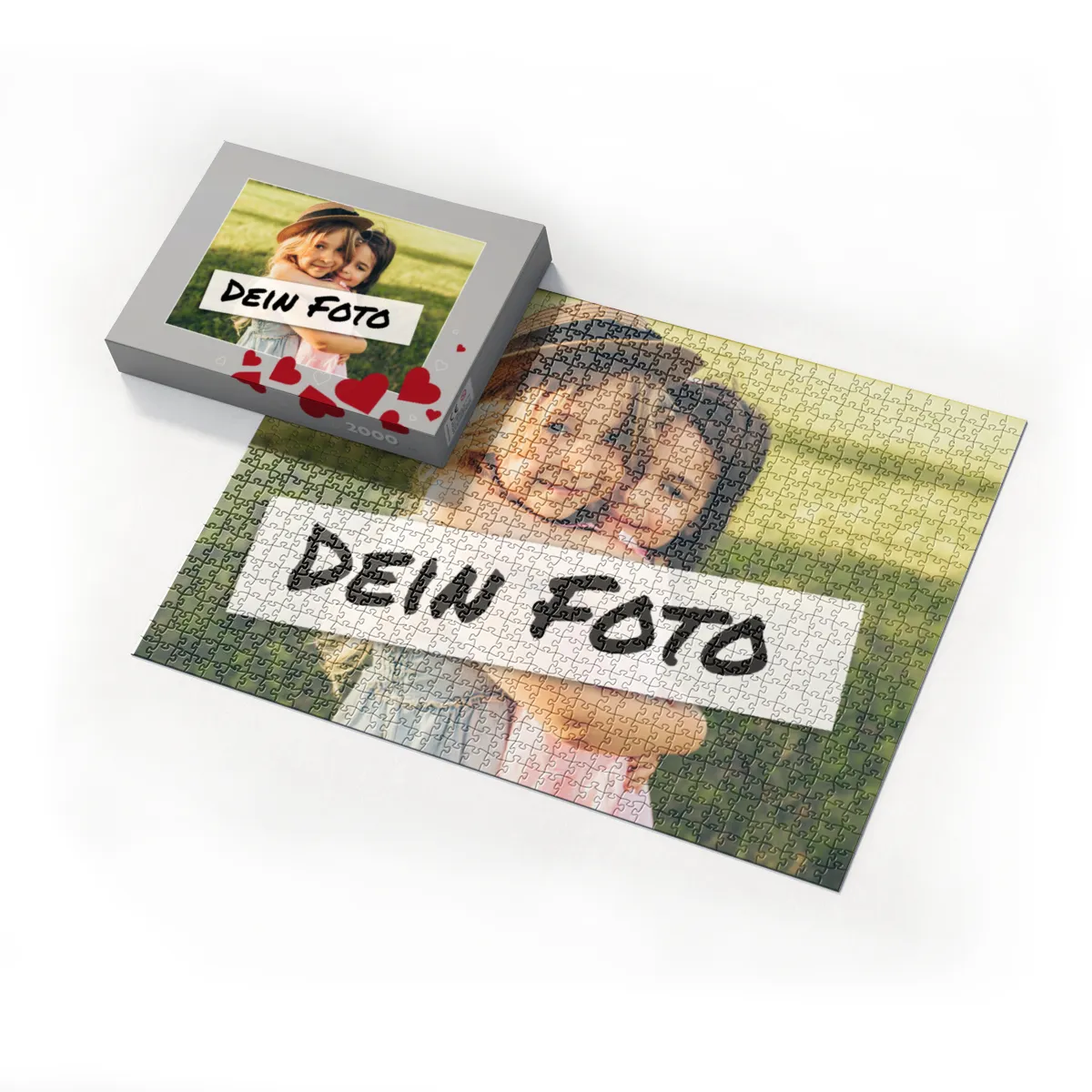 Fotopuzzle mit eigenem Bild - Fotopuzzle selbst gestalten 500 Teile - Schachtel Herzen - 500 Teile Puzzle mit Foto - Geschenk Geburtstag Valentinstag Herzen 500 Teile Quer