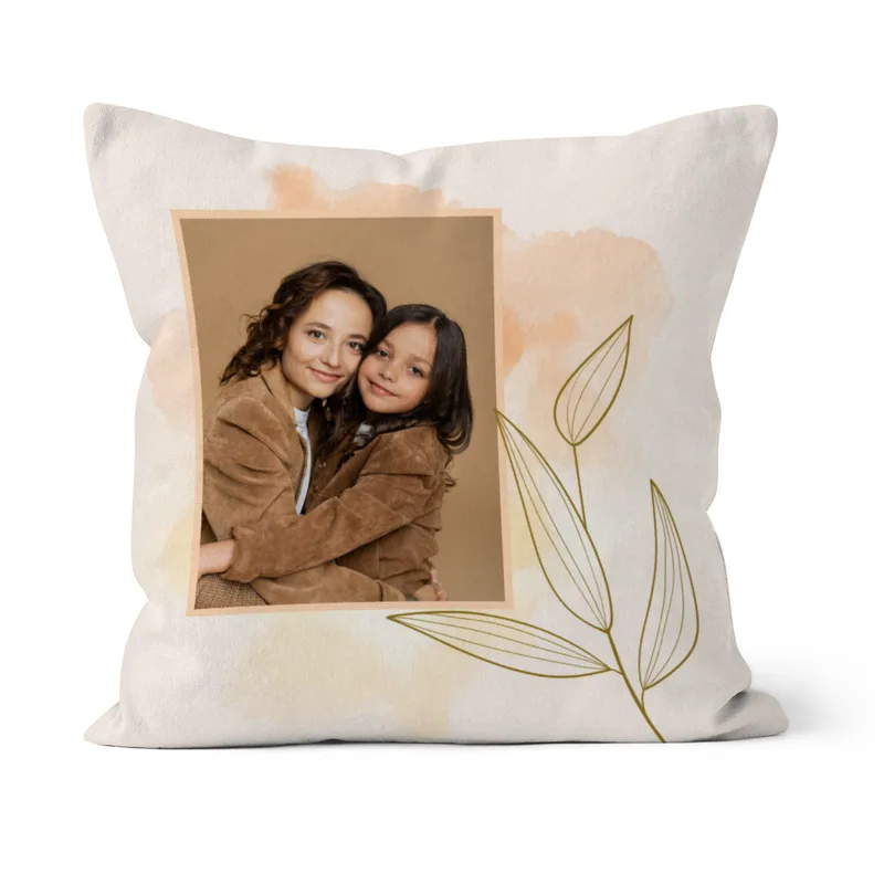 Personalisiertes Fotokissen - Vorderseite mit Foto personalisierbar - Samtkissenbezug Mama Substantiv - Geschenk Muttertag