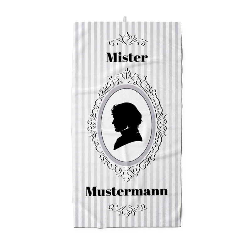 Mister Vintage - personalisiertes Namens-Duschtuch mit Wunschtext - Geschenkidee Hochzeit, Paar