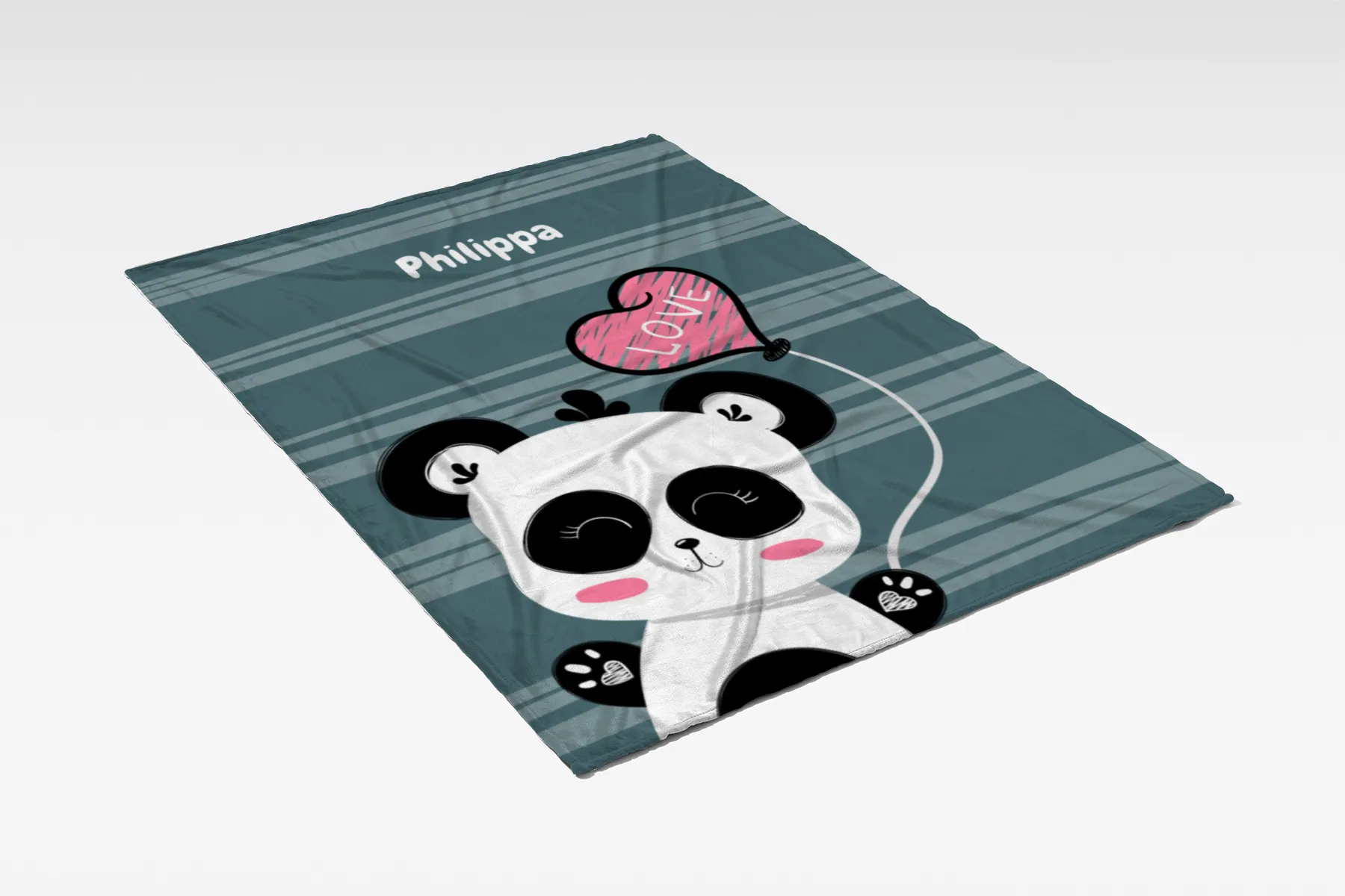 Babydecke mit Namen personalisierbar, Kuscheldecke, Namensdecke mit niedlichem Tiermotiv, Geschenkidee Geburtstag Motiv Panda Love 75 x 100 cm