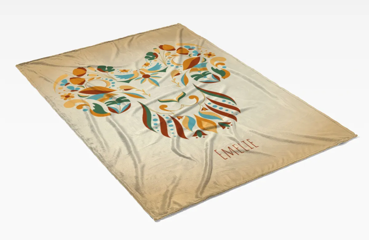 Sternzeichen Wohndecke Wassermann floral mit Namen personalisierbar