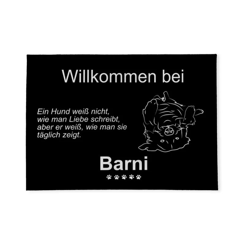 Personalisierte Fußmatte mit Französischer Bulldogge schwarz 70 x 50 cm