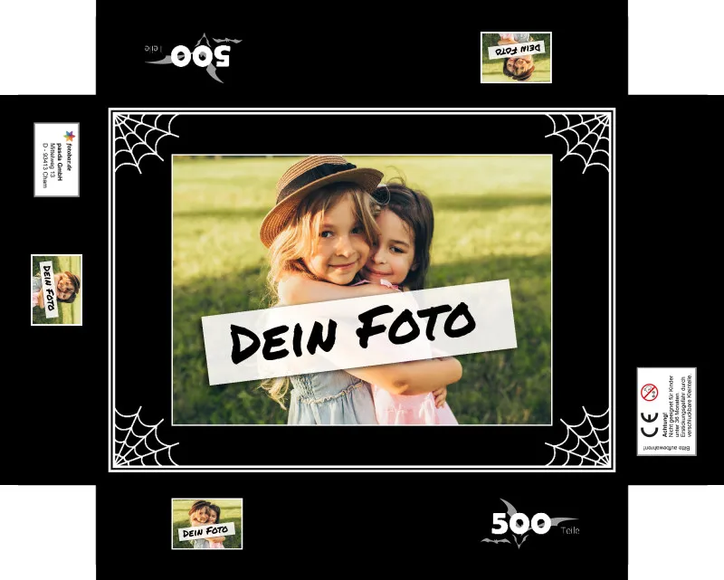 Fotopuzzle mit eigenem Bild - Puzzle selbst gestalten 1000 Teile - Schachtel im Spinnendesign - mit Foto personalisiert - Geschenk Geburtstag - Halloween 1000 Teile Quer