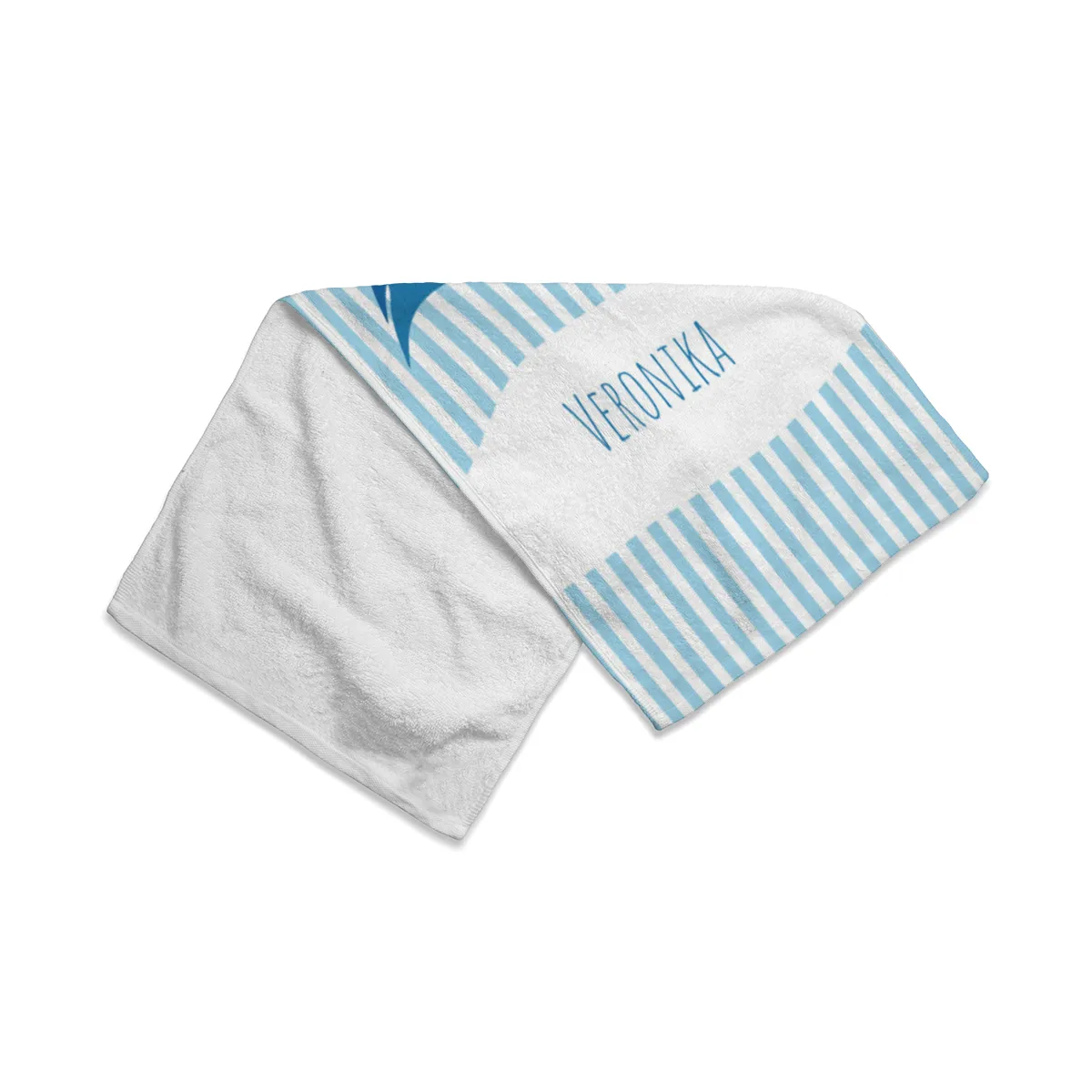 Duschtuch gestreift mit blauen Delfinen - mit Namen personalisierbar - personalisiertes Namensduschtuch - Delfine blau