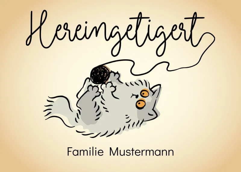 Fußmatte mit Namen personalisierbar - Geschenkidee Einzug, Geburtstag, Richtfest - Fussmatte mit Namen - Motiv Hereingetigert dunkel 70 x 50 cm
