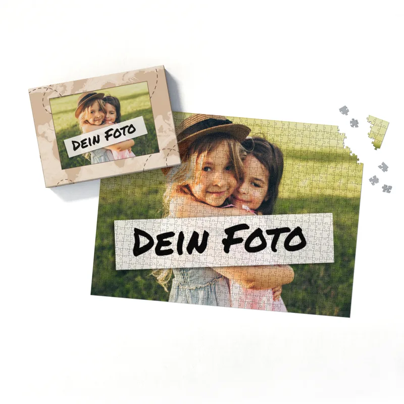 Fotopuzzle mit eigenem Bild - Fotopuzzle selbst gestalten 2000 Teile - Schachtel Weltreise - Puzzle mit Foto personalisiert - Geschenk Geburtstag Weltreise 2000 Teile Quer