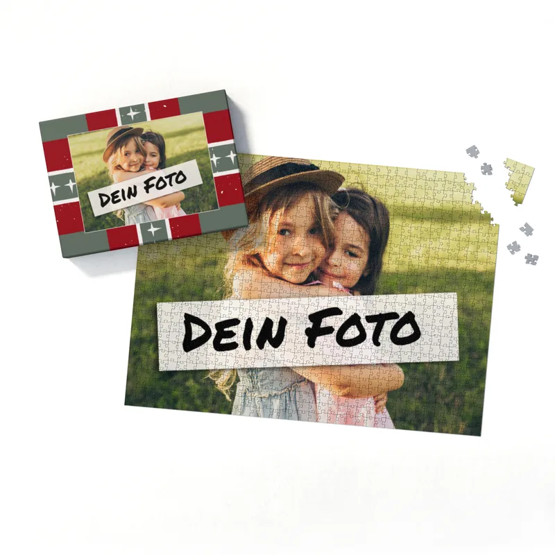 Fotopuzzle mit eigenem Bild - Fotopuzzle selbst gestalten 1000 Teile Hochformat - Schachtel Weihnachten Xmas 1 - 1000 Teile Puzzle mit Foto - Geschenk Weihnachten Xmas1 1000 Teile Hoch