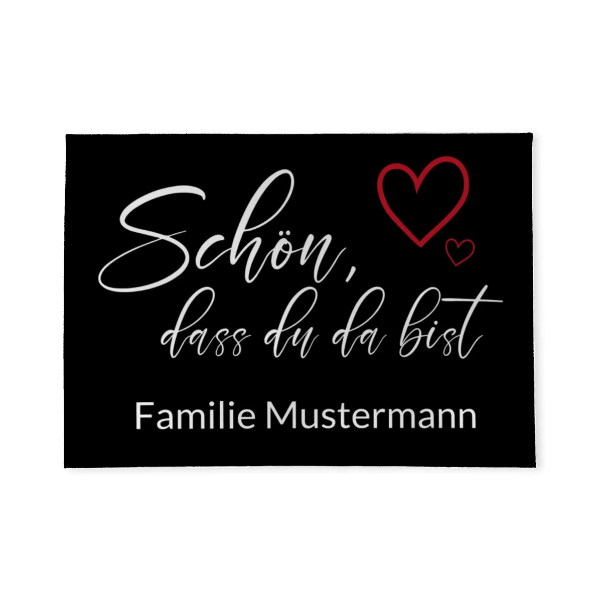 Spruch-Fußmatte Schön,dass du da bist - mit Namen personalisierbar - Geschenkidee Einzug, Geburtstag, Richtfest - Fussmatte mit Namen - Motiv Schön Herzen 70 x 50 cm
