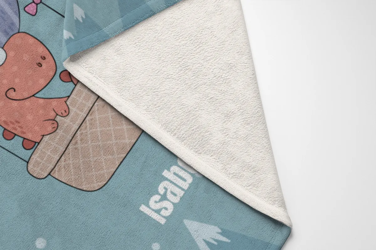 Babydecke mit Namen personalisierbar, Kuscheldecke, Namensdecke mit niedlichem Tiermotiv, Geschenkidee Geburtstag Motiv Luftfahrer Dino 75 x 100 cm