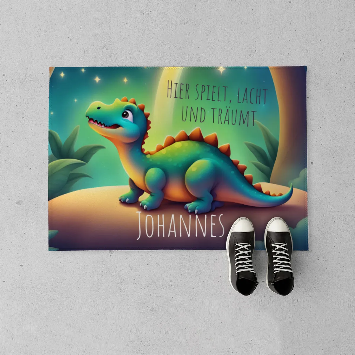 Fußmatte Dino mit Namen personalisiert - Kinderzimmer